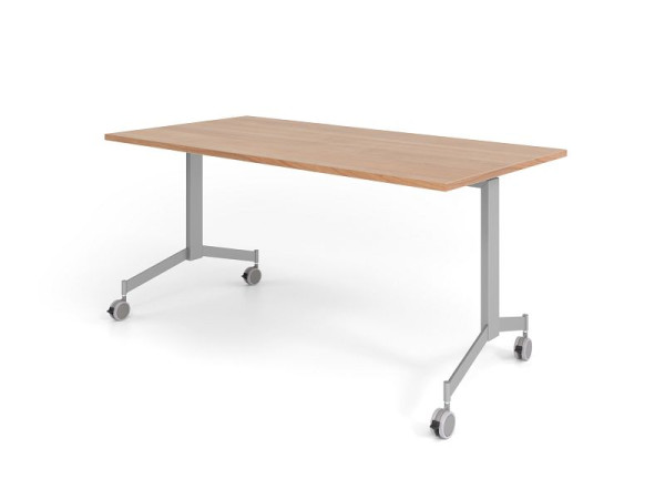 Hammerbacher Klapptisch fahrbar 160x80cm, Nussbaum, Tischplatte um 90° kippbar, VKF16/N/S