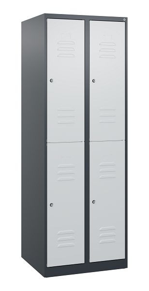 C+P Doppelstöckiger Spind Classic PLUS, 2 Abteile, 1700x600x500mm, 7016/7035, Zylinderschlösser, 0803007-20 S10024