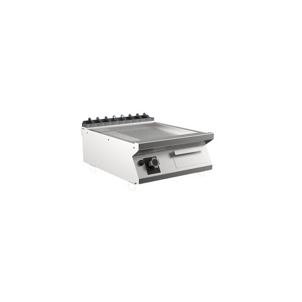 Mareno M1-700 Gas-Grillplatte mit 2/3 glatter und 1/3 gerippter Mattchromplatte, 60cm, 600(B)x750(T)x250(H)mm, FT76GMCST, 171.213