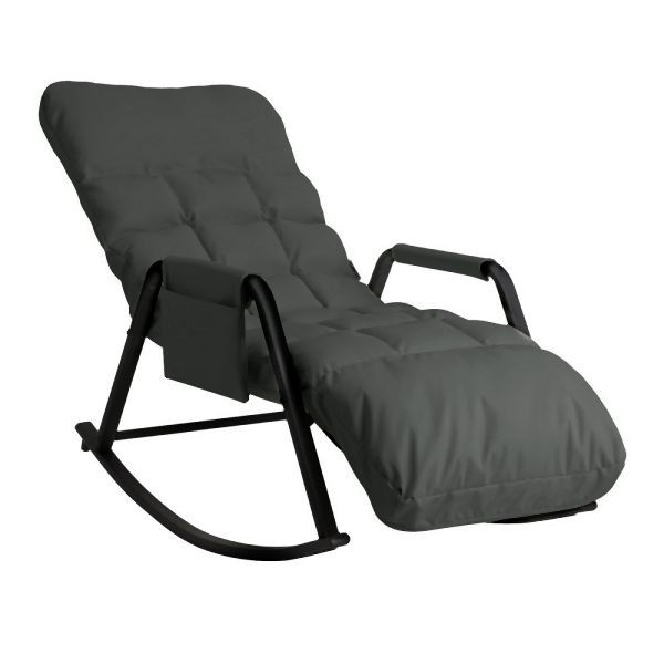 HOME NATURE WOHNKONZEPT Schaukelstuhl mit 5-fach verstellbarer Rückenlehne, Lesesessel bis 160 kg, 104x56x93,5cm, Kunstleder Grau, YQ0327
