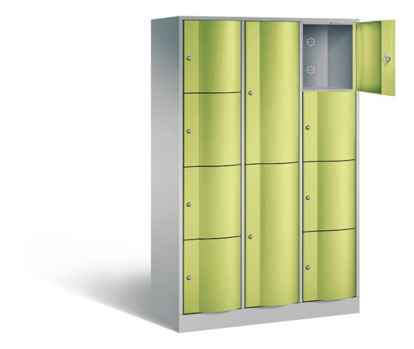 C+P Kombi-Schließfachschrank Resisto, H1950xB1148xT540mm, Farbe: Weißaluminium / Viridingrün, 8070-3723 S10026