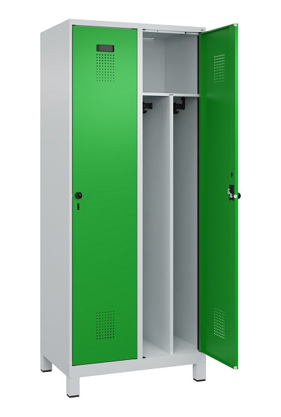 C+P Spind Evolo PLUS, mit Füßen, 2 Abteile, 1950x800x500mm, 7035/6037, Verschluss Drehriegel, 049010-22F S10011