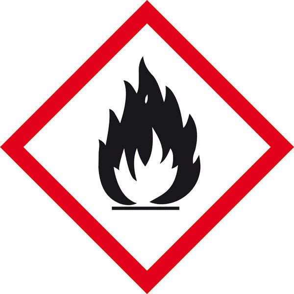 SafetyMarking GHS-Gefahrenpiktogramm, Symbol 02: Flamme, BxH 5x5 cm, Folie, selbstklebend, spezieller Oberlächenschutz, 39.0050-02