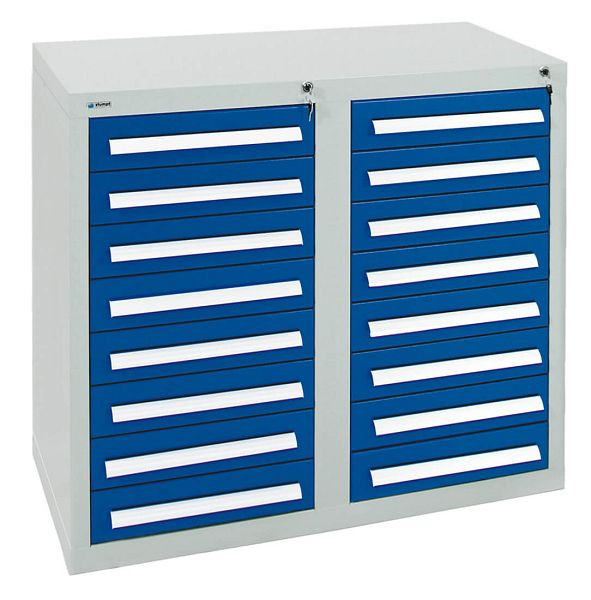 stumpf Schubladenschrank Serie T-100/35-2, RAL 7035/5010, 16 Schubladen (16 x100mm), 8152174