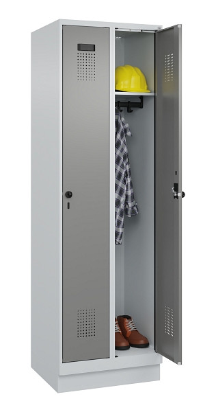C+P Spind Evolo PLUS, mit Sockel, 2 Abteile, 1950x600x500mm, 7035/0004, Verschluss Drehriegel, Ablageböden 2, 049020-20 S10014