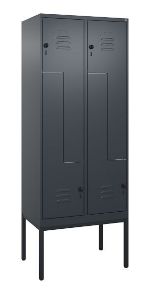 C+P Z-Spind Classic PLUS, Gestell, 4 Abteile, 2120x800x500mm, 7016/7016, Drehriegel, 0800337-224 S10012