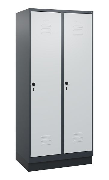 C+P Umkleidespind Classic PLUS mit Mitteltrennwand, Sockel, 2 Abteile, 1800x800x500mm, 7016/7035, Drehriegel, 0800207-22F S10013