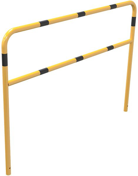 Schake Rohrbügel aus Stahlrohr gelb / schwarz mit Querholm zum Einbetonieren, Gesamtbreite: 2000 mm, Gesamthöhe: 1400 mm, Stahlrohr Ø 48 mm, 448_34BG