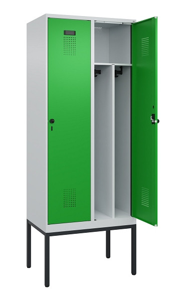 C+P Spind Evolo PLUS, Gestell, 2 Abteile, 2120x800x500mm, 7035/6037, Verschluss Drehriegel, 0490307-22F S10011