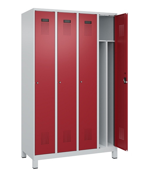 C+P Spind Evolo PLUS, mit Füßen, 4 Abteile, 1950x1200x500mm, 7035/3003, Verschluss Zylinderschloss, 049010-40F S10031