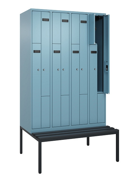 C+P Z-Spind Evolo PLUS, 8 Fächer, 2120x1200x815mm, 0010/0010, Zylinderschloss, Material Sitzfläche Kunststoff, Sitzbank, 0490537-408 S10102