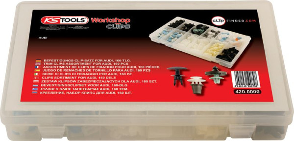 KS Tools Befestigungs-Clip-Satz für Audi, 160-teilig, 420.0000