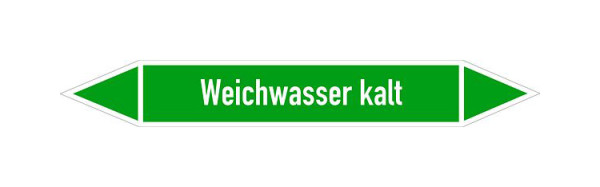 Schilder Klar Rohrleitungskennzeichen Weichwasser kalt, 33000x90 mm Folie selbstklebend, 101480/90