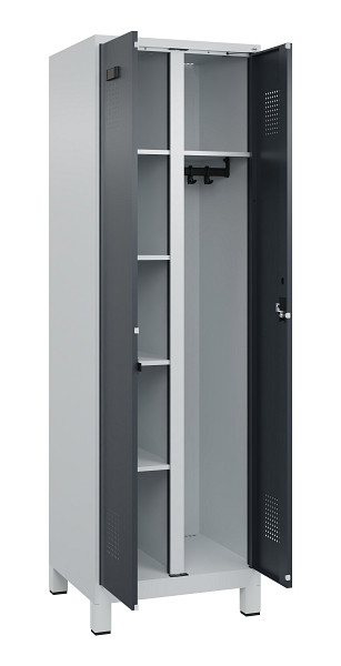 C+P Wäsche-/Garderobenspind Evolo PLUS, mit Füßen, 2 Abteile, 1950x600x500mm, 7035, Frontfarbe RAL 7016 Anthrazitgrau, Zylinderschloss, 049610-20 S10039