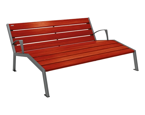 Procity Liegestuhl Silaos 1800 mm, Mit Armlehne, Holz & Stahl, Mahagoni/Procity Grau, 209661.GPRO.ACAJ