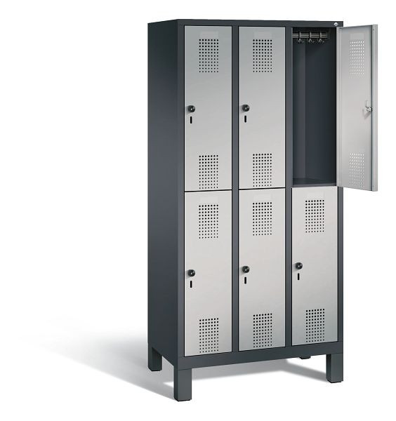 C+P Spind doppelstöckig Evolo, H1850xB900xT500mm, Farbe: Schwarzgrau / Weißaluminium, 48310-30 S10225