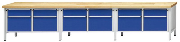 ANKE Werkbänke Kastenwerkbank, Modell 205 V, 4050 x 700 x 890 mm, RAL 7035/5010, BMP 40 mm, 303.633