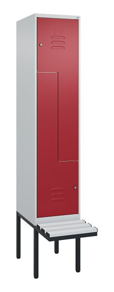 C+P Z-Spind Classic PLUS, Bank, 2 Abteile, 2120x400x815mm, 7035/3003, Zylinderschlösser, 0800437-122 S10046