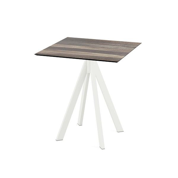 Feros Infinity Terrassentisch Weiß gestell + Tropical Wood HPL 70x70 cm, 120021277