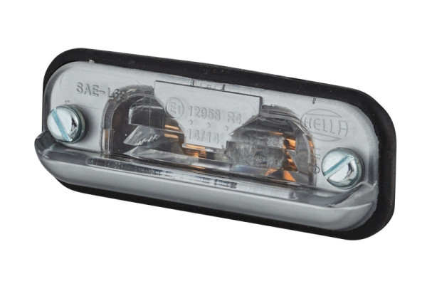 HELLA Kennzeichenleuchte, Halogen, 12V, Einbau/Schraubanschluss, ECE, Lichtscheibenfarbe: glasklar, rechts/links/außen, 2KA 001 378-001