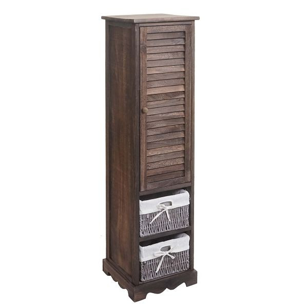Mendler Badezimmerkommode HWC-H20, Badezimmer Schrank Badschrank Badregal, 120x27x29cm Massiv-Holz, shabby braun, 72674