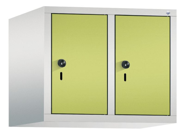 C+P Aufsatz-Garderobenschrank Evolo, 2 Abteile, H500xB610xT500 mm, Lichtgrau/Viridingrün, 48090-20 S10047