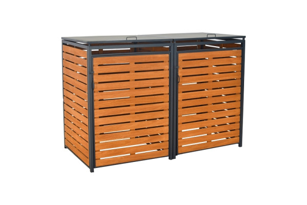 Merxx Set Mülltonnenabdeckung Basis + Anbau, klein, Aluminium mit FSC ® Akazie, 50753-011
