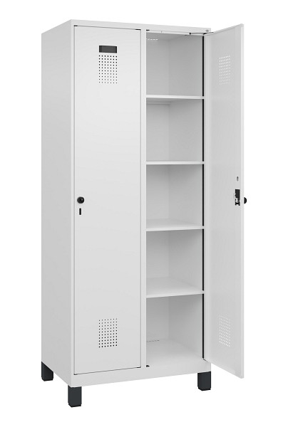 C+P Wäsche-Spind Evolo PLUS, mit Füßen, 2 Abteile, 1950x800x500mm, 9016/9016, Verschluss Drehriegel, Ablageböden 8, 049010-22B S10020
