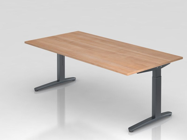 Hammerbacher Schreibtisch C-Fuß 200x100cm Nussbaum/Graphit, Rechteckform, VXB2E/N/GG