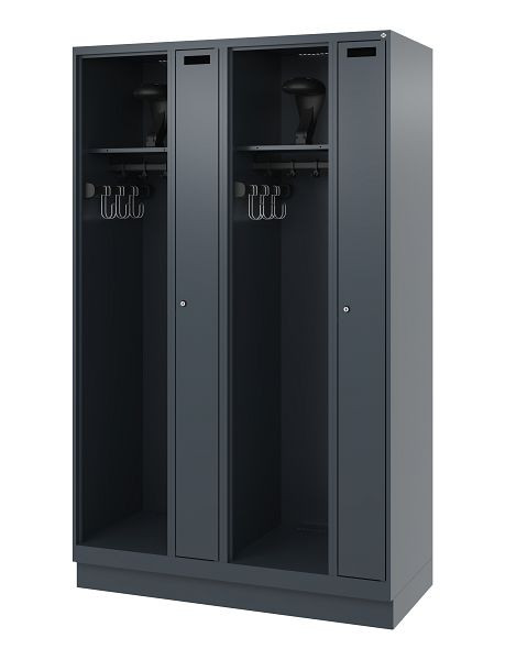 C+P Feuerwehrspind Evolo, Modell KOMBI, 4 Abteile, H1850xB1200xT500 mm, Anthrazit, Sockel, 0494015-24 S10010