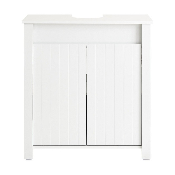 SoBuy Waschbeckenunterschrank mit zwei Türen Weiß 60x34x65.5 cm, Modern, BZR101-W
