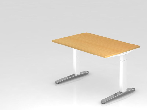 Hammerbacher Schreibtisch C-Fuß 120x80cm Buche/Weiß, poliert, Rechteckform, VXB12/6/WC