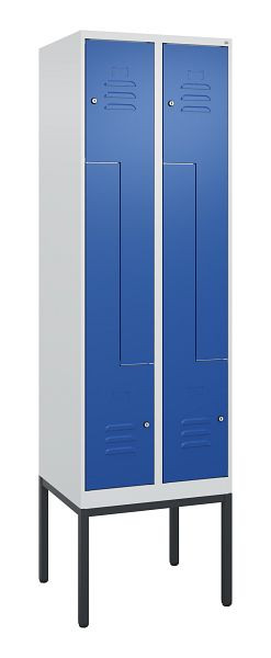 C+P Z-Spind Classic PLUS, Gestell, 4 Abteile, 2120x600x500mm, 7035/5010, Zylinderschlösser, 0800337-204 S10018