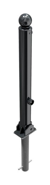 Schake Absperr-Stilpfosten Serie 484B Ø 82 mm, umlegbar, selbsteinrastende Verriegelung zum Einbetonieren, Dreikantverschluss, 484FUHB