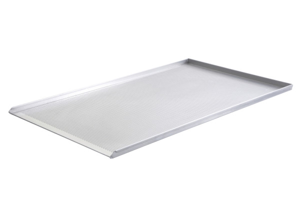 Schneider Backblech Aluminium, 580 x 980 mm, gelocht 3 mm, 3 Rand, kurze Seite offen, Randhöhe 25 mm, 381000