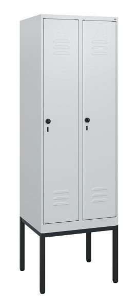 C+P Umkleidespind Classic PLUS, Gestell, 2 Abteile, 1950x600x500mm, 7035/7035, Drehriegel, 0800305-20 S10009