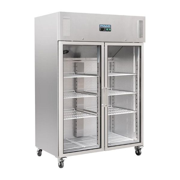 Polar Serie G Gastro Kühlvitrine 2-türig 1200L, (Netto: 770 l), 2 Türen, silbergrau, CW198