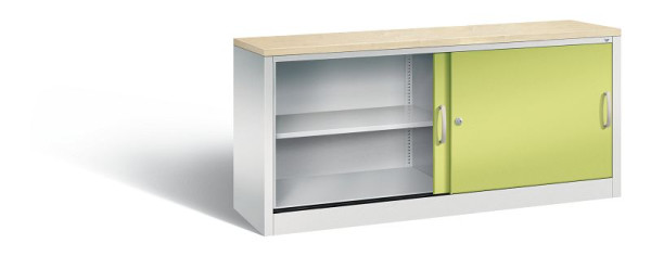 C+P Sideboard mit Schiebetüren Acurado, H720xB1600xT400mm, Farbe: Lichtgrau / Viridingrün, Bügelgriff, 2 OH, 5724-00 S10419