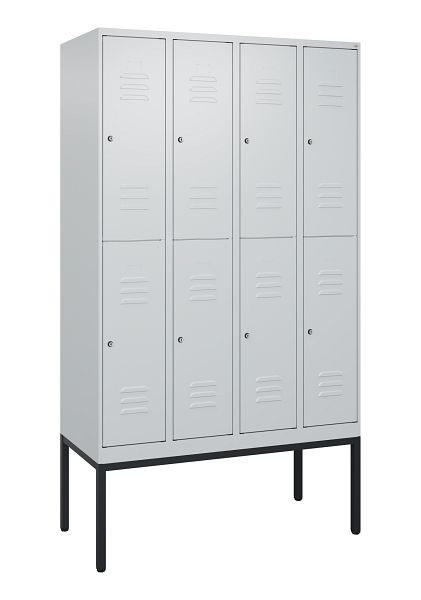 C+P Doppelstöckiger Spind Classic PLUS, Gestell, 4 Abteile, 2120x1200x500mm, 7035/7035, Zylinderschlösser, 0803307-40 S10024
