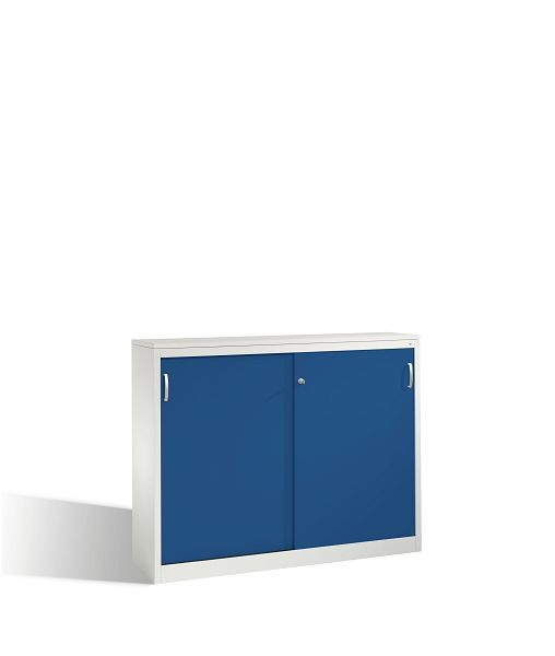 C+P Sideboard mit Schiebetüren Acurado, H1200xB1600xT400mm, Farbe: Lichtgrau / Enzianblau, Bügelgriff, 3 OH, 2147-1200 S10075