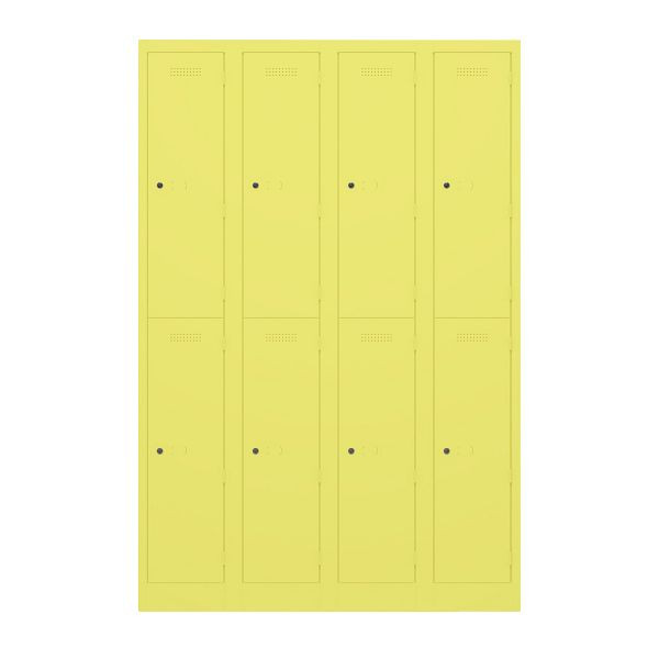 Bisley Garderobenschrank Primary Locker, 4 Abteile, je 2 Fächer, 641 zinkgelb, PL3050Q2641