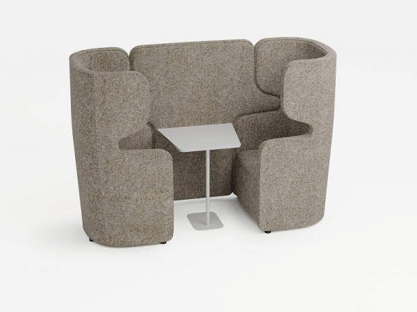 Bisley Vivo 2er-Set, gegenüberliegende Sessel mit hoher Rückenlehne, Farbe: beige, ohne Zubehör, inkl. Tisch weiß, VIVH2SETXPWM0120TABW