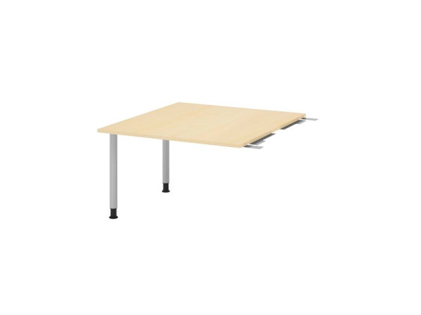 Hammerbacher Verkettungsplatte VKT, Farbe Tischplatte: Ahorn, Platte: 1200 x 1300 x 25 mm, Rundrohr-Fuß Silber, Arbeitshöhe: 720 - 740 mm, VKT12C/3/S