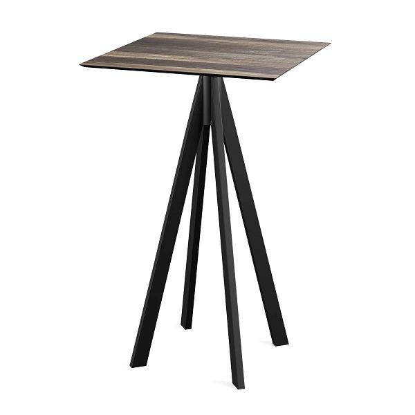 Feros Infinity Stehtisch Schwarz gestell + Tropical Wood HPL 70x70 cm, 120041277