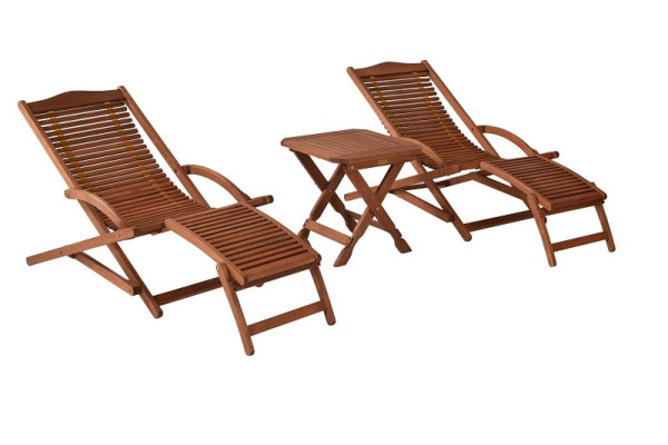 Merxx Copa Cabana Set 3-teilig, 2 Copa Cabana Schwungliegen, 1 Hocker, 50 x 50 cm, FSC Eukalyptusholz, 50102-011