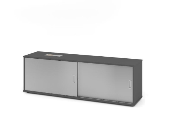 Hammerbacher Sideboard 1751S, 1,5 OH, Graphit / Silber, 160x40x52cm, 1 verstellbarer Fachboden, XMST, XDSM, XBHM, XB, V1751S/G/S