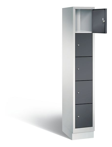 C+P Schließfachschrank Evolo, H1800xB320xT500mm, Farbe: Lichtgrau / Schwarzgrau, 48020-105 S10087