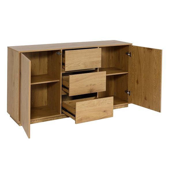 Mendler Sideboard HWC-J78, Kommode Schrank Highboard Schublade, MDF Soft-Close 86x160x40cm, Eiche-Optik, 83162+83163