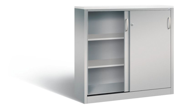 C+P Sideboard mit Schiebetüren Acurado, H1200xB1200xT400mm, Farbe: Weißaluminium, Bügelgriff, 3 OH, 2047-1200 S10352