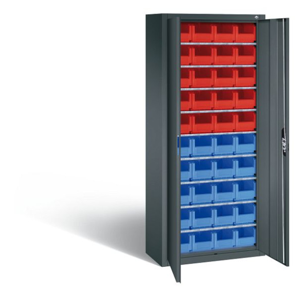 C+P Magazinschrank Serie 13, H1690xB700xT300mm, Farbe: Anthrazitgrau, Muldengriff, 133413-22 S10109